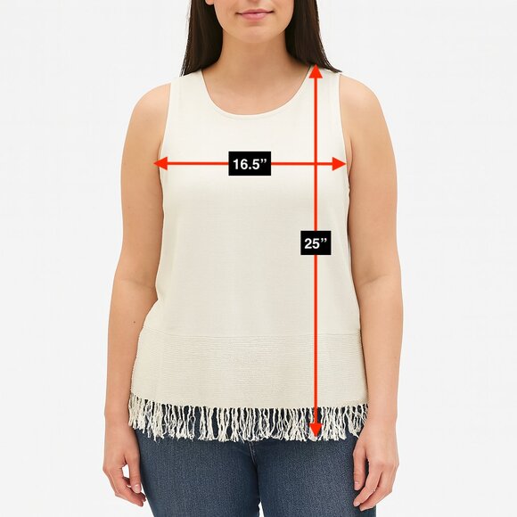 Theory White Sleeveless Blouse Tank Fringe Size Small - Picture 2 of 5